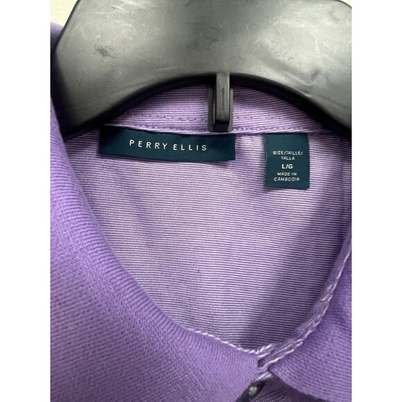 Perry Ellis Icon Polo Shirt Regular Fit Modern Performance Violet Men’s Large - Picture 4 of 6